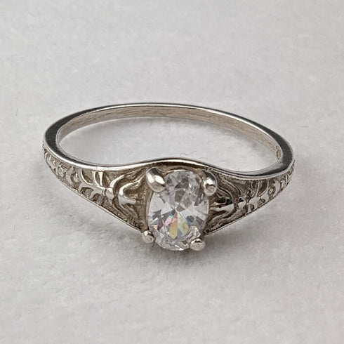 英国ヴィンテージ ジュエリー ジルコニア 純銀リング 指輪